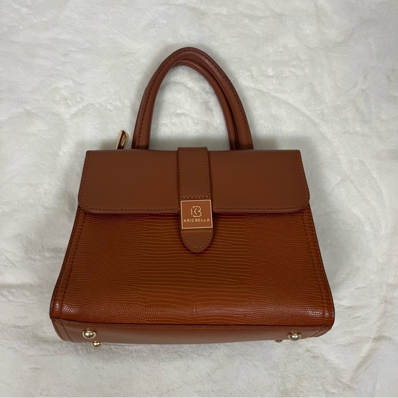 KRIS BELLA BROWN TOP HANDLE HANDBAG PURSE - Picture 6 of 10